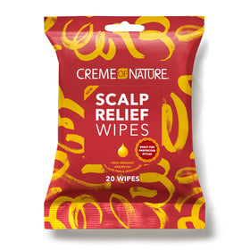 Creme of Nature front pack view showing portable wipes and benefits