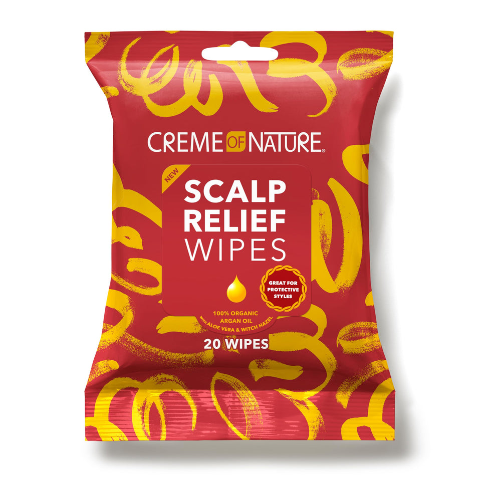 Creme of Nature front pack view showing portable wipes and benefits
