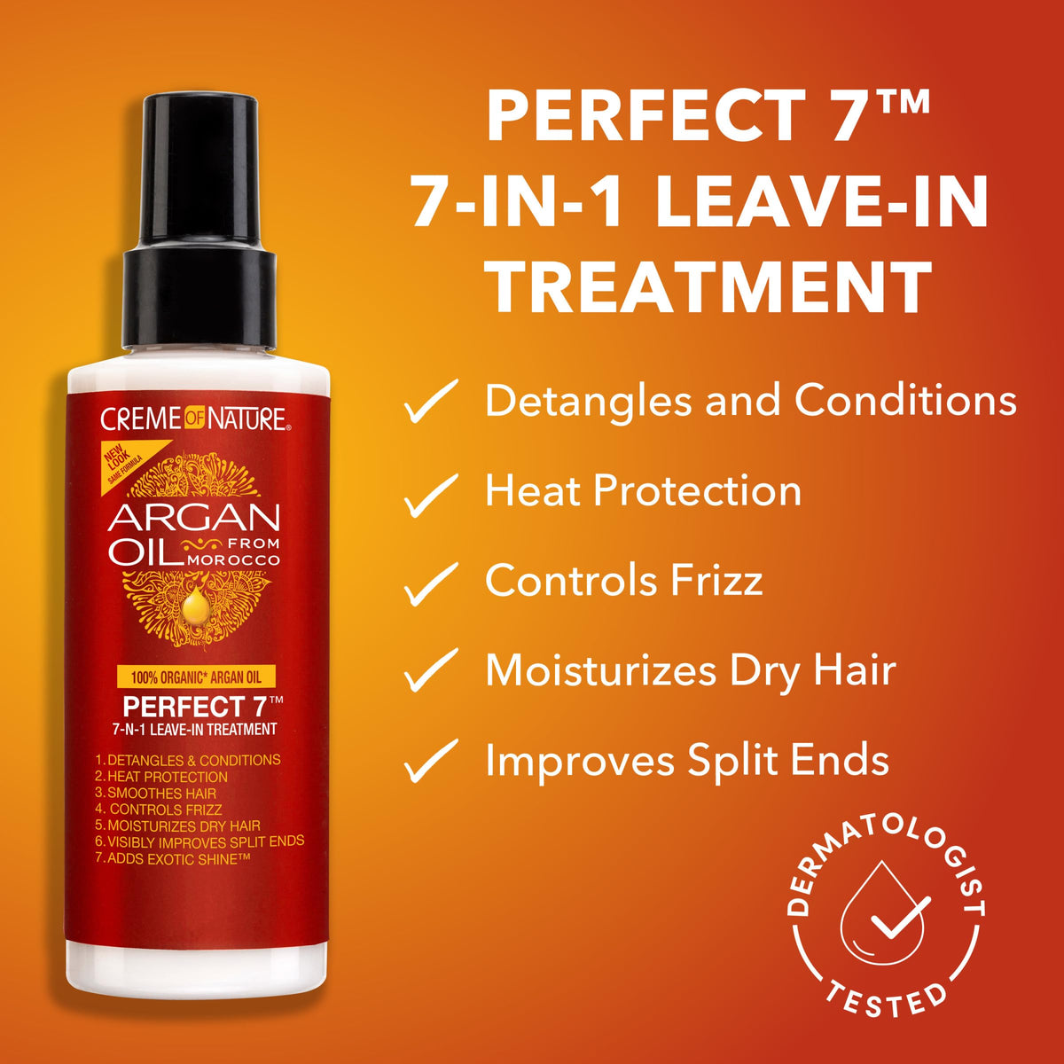 Argan oil drop with Creme of Nature label highlighting nourishment