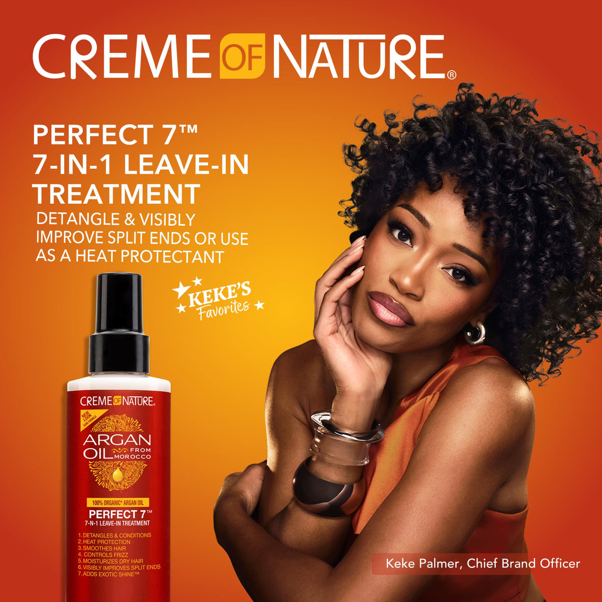 Creme of Nature mist spraying from bottle demonstrating easy application