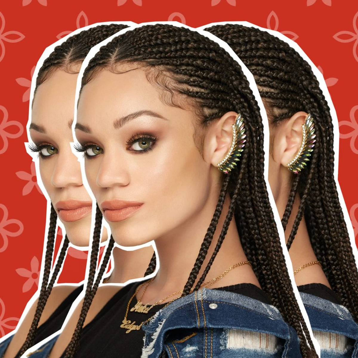 Creme of Nature used on sleek ponytail showing polished hold and gray coverage