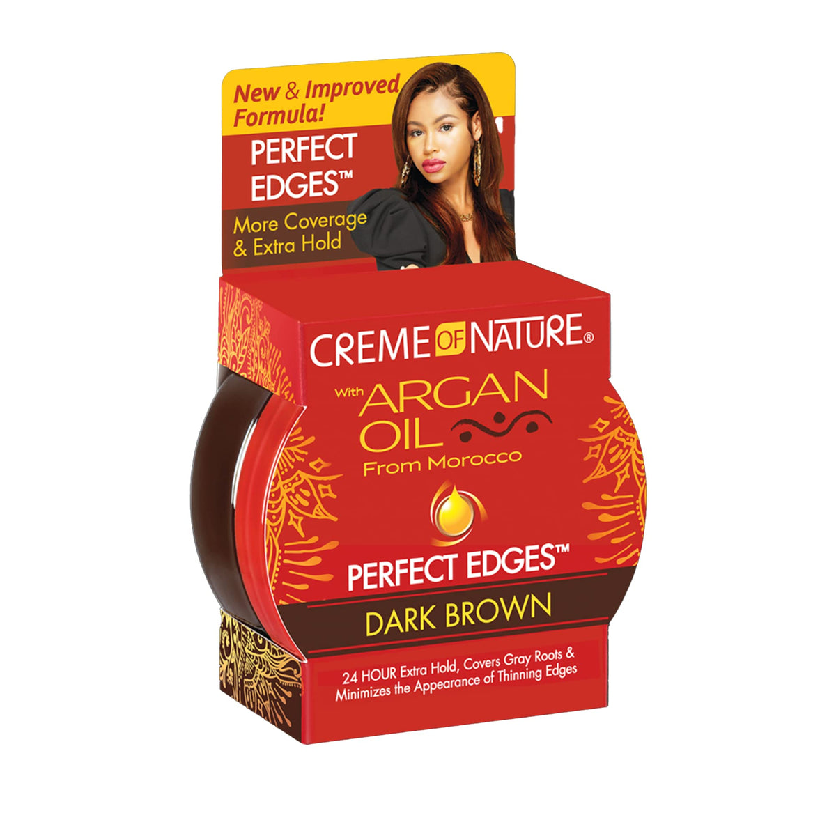 Creme of Nature brown gel texture close-up highlighting smooth, non-flaky finish