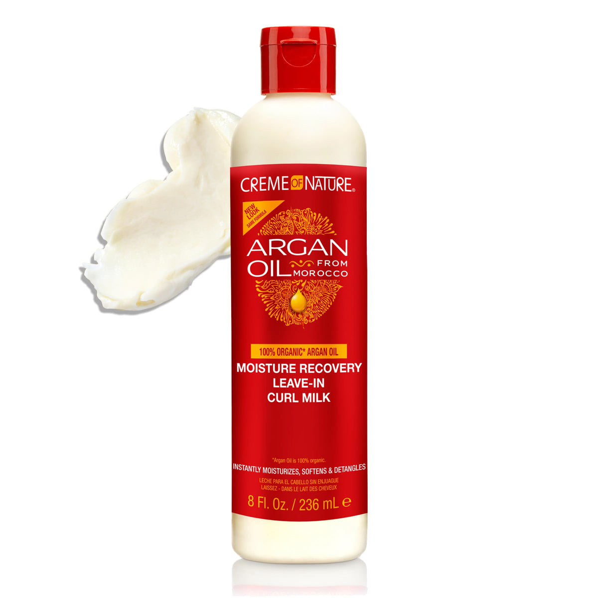 Creme of Nature pump dispensing curl milk texture for quick absorption and slip