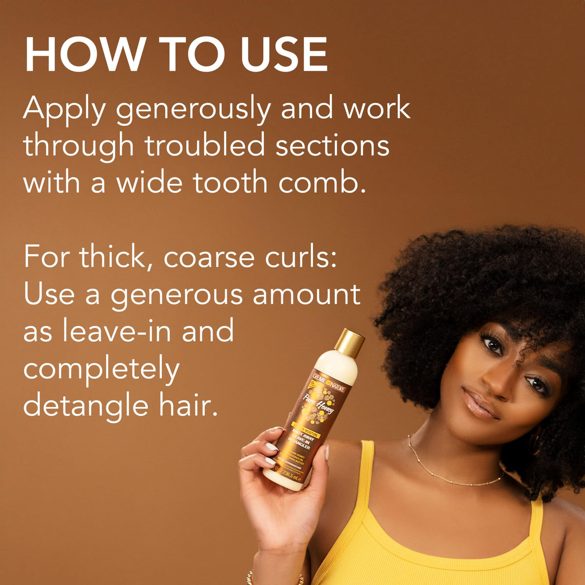 Creme of Nature detangling with a wide-tooth comb reducing breakage