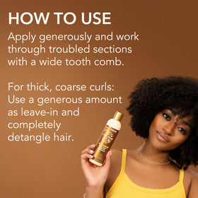 Creme of Nature detangling with a wide-tooth comb reducing breakage