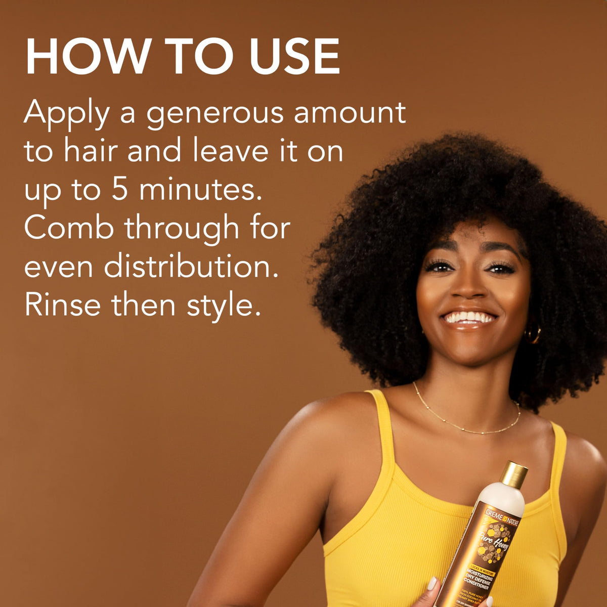 Creme of Nature with honey and coconut ingredients signaling natural nourishment
