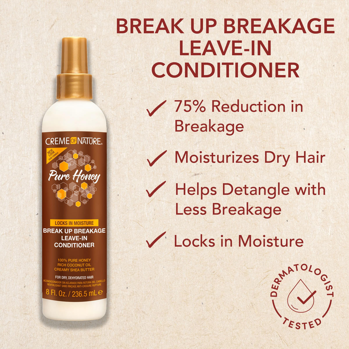 Creme of Nature mist spraying from nozzle illustrating even application and lightweight hydration
