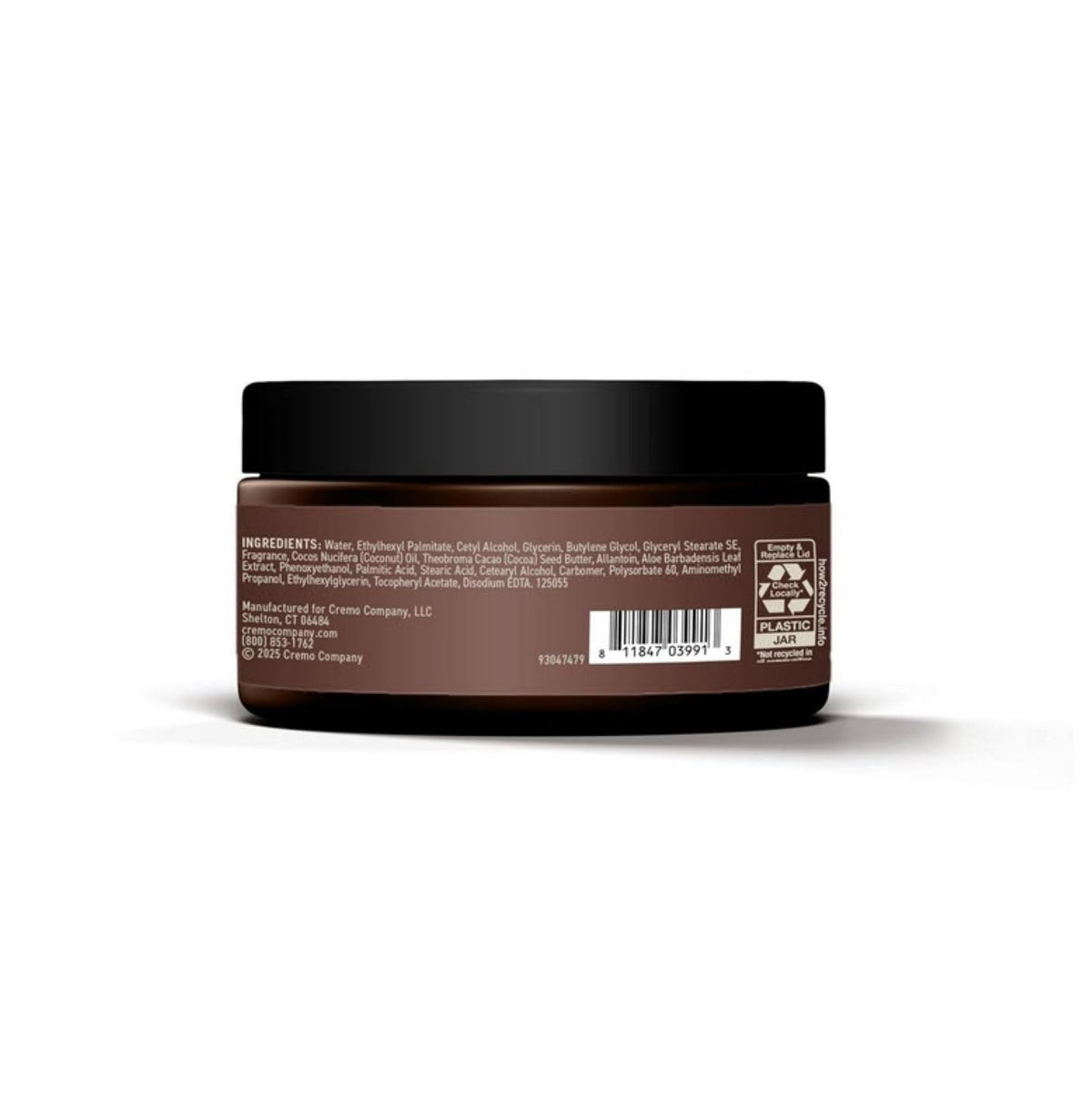 Cremo cream size comparison with hand showing 4 oz tube travel-friendly and convenient