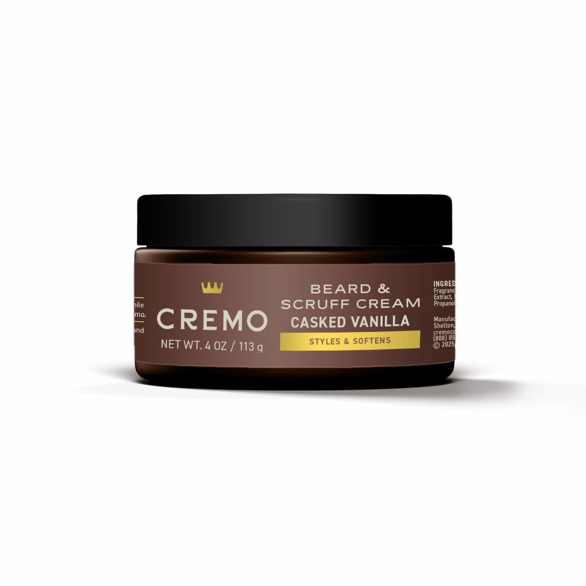 Cremo beard & scruff cream front packaging showing product and scent label for quick ID and benefit