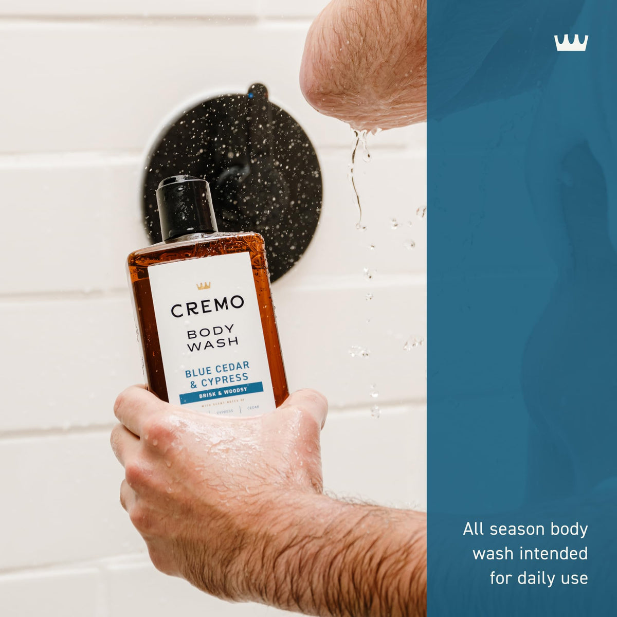Cremo closeup pump dispensing creamy foam for rich lather