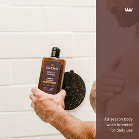 Cremo body wash rich lather closeup demonstrating creamy foam and moisturizing effect