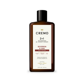 Cremo bottle front view showing label and refined bourbon scent benefit