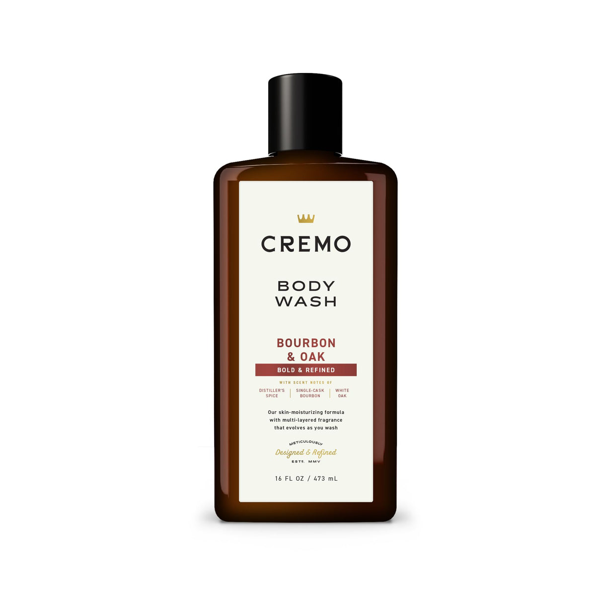 Cremo front bottle view showing bourbon and oak label and clean design