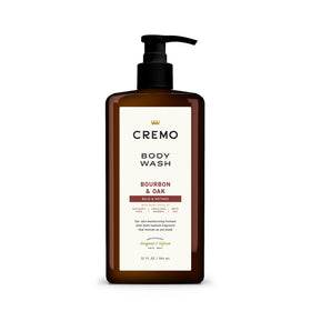 Cremo bottle front view showing label and large pump for easy dispensing