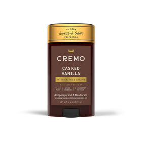 Cremo front packaging showing stick and label with refined vanilla scent benefit