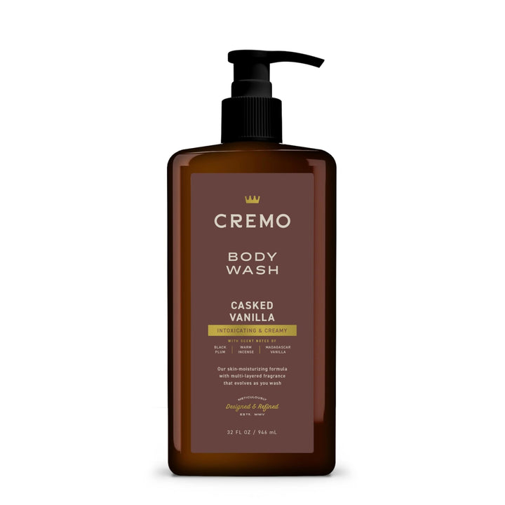 Cremo front pump bottle showing label and convenient dispenser benefit
