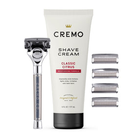 Cremo chrome barber-grade razor front view showing polished finish and gift appeal