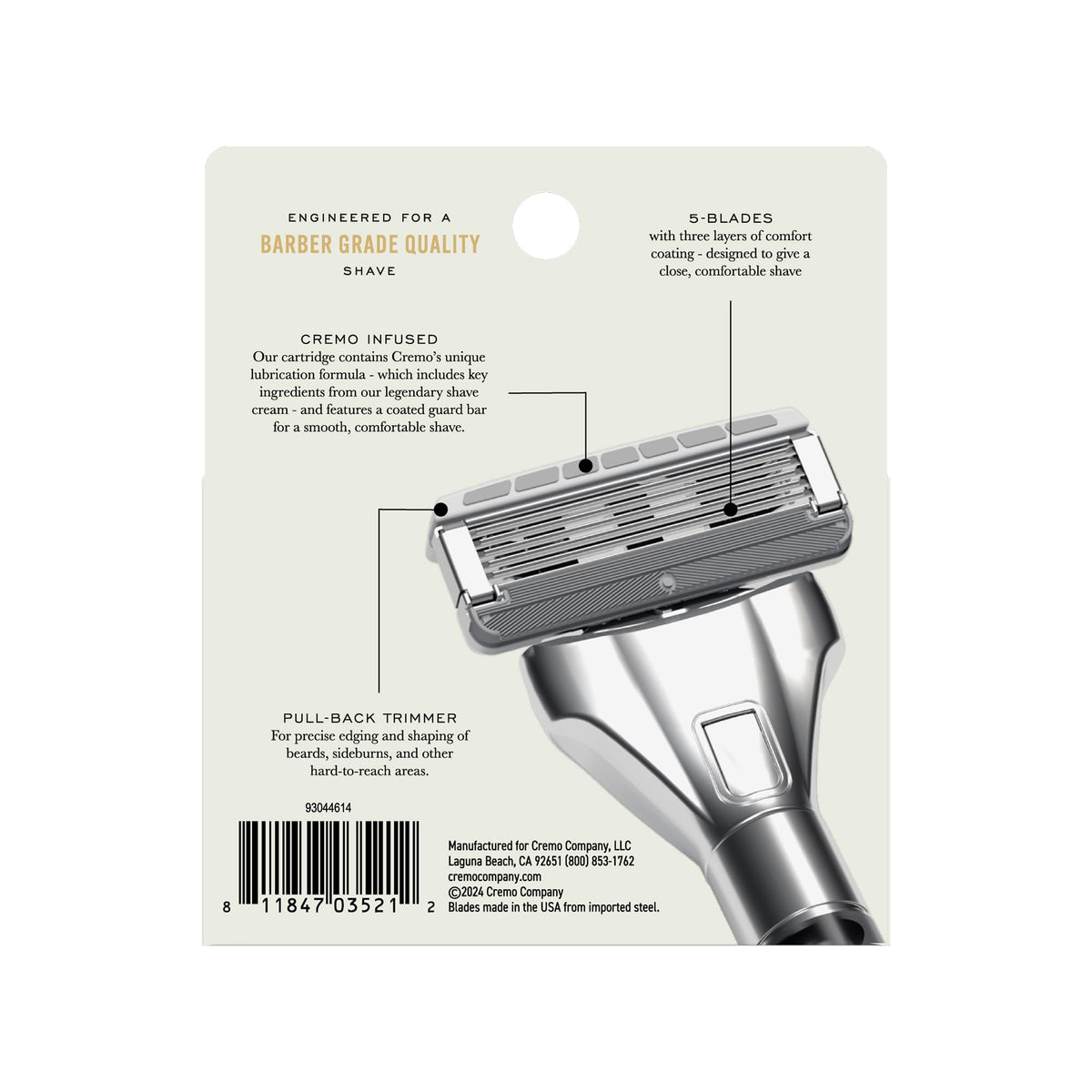Cremo razor in use trimming sideburns for precise grooming control