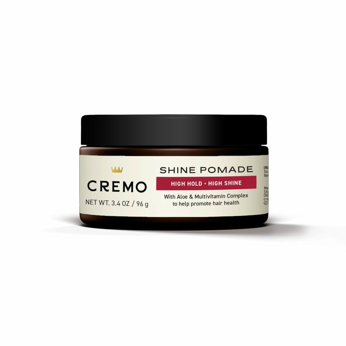 Cremo ingredient label close-up highlighting barber-grade quality