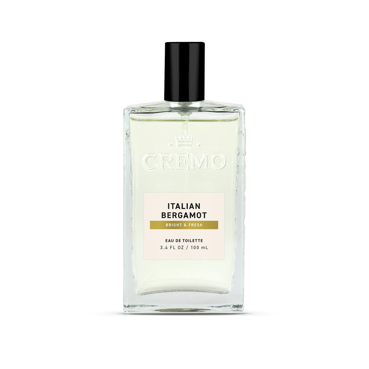 Cremo bottle front view showing elegant label and travel-friendly size