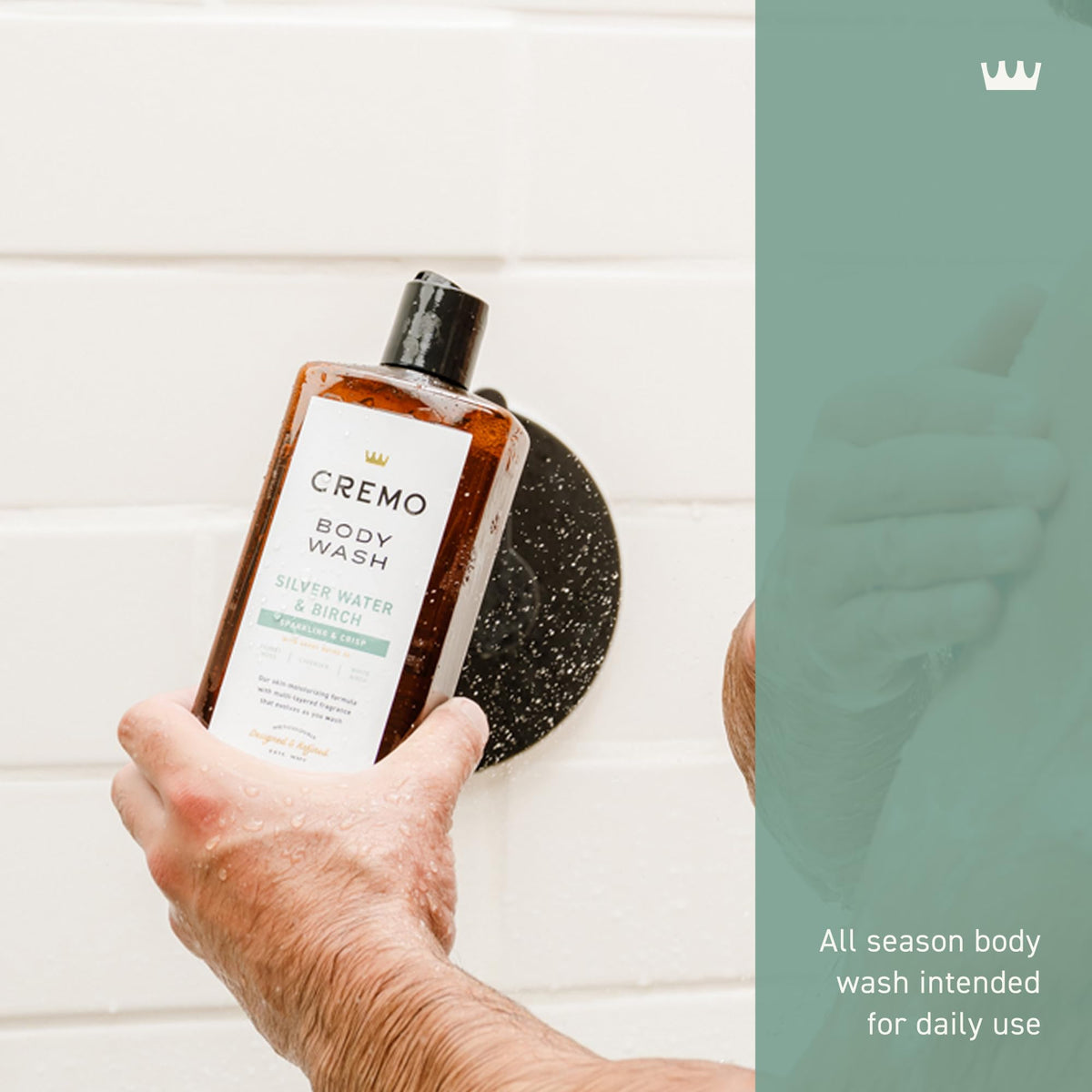 Cremo close-up of rich lather texture on hand, demonstrating moisturizing foam