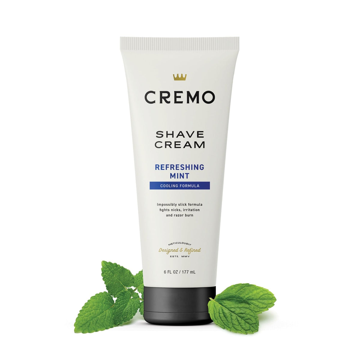 Cremo displayed on bathroom shelf suggesting fresh, cooling post‑shave comfort