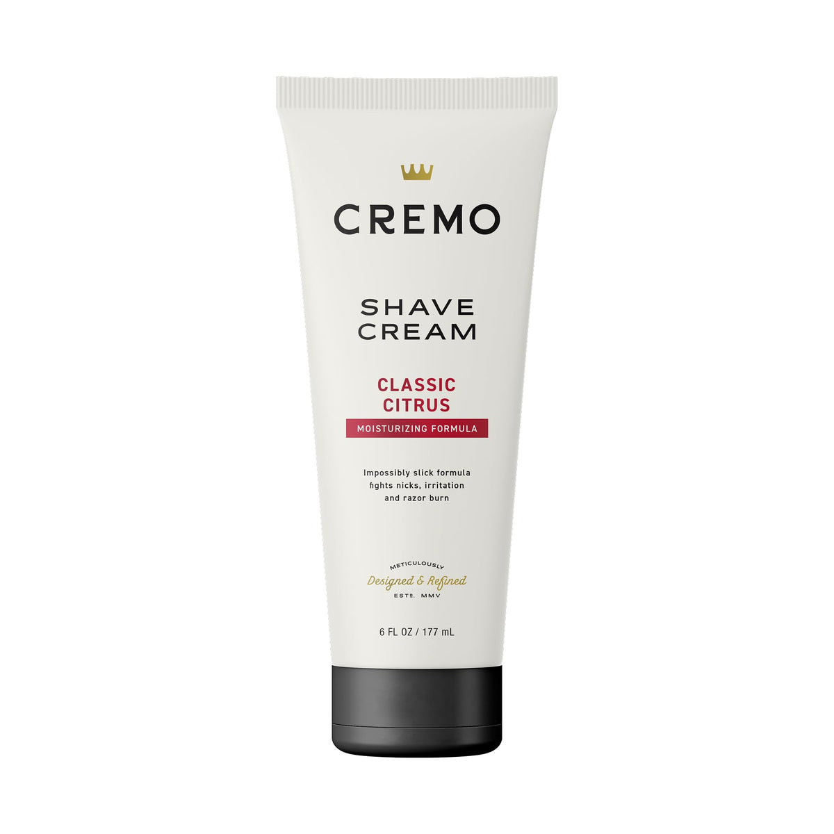 Cremo front label on 6 fl oz bottle showing product name and benefits