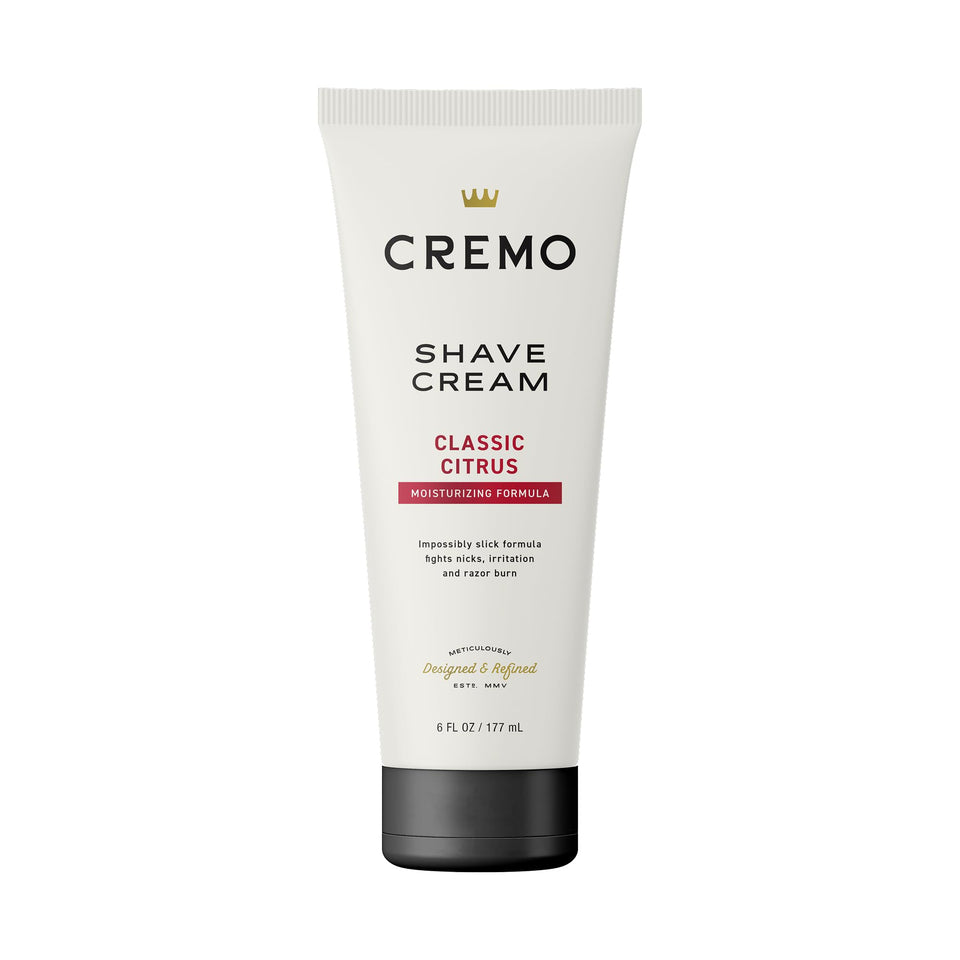 Cremo front label on 6 fl oz bottle showing product name and benefits