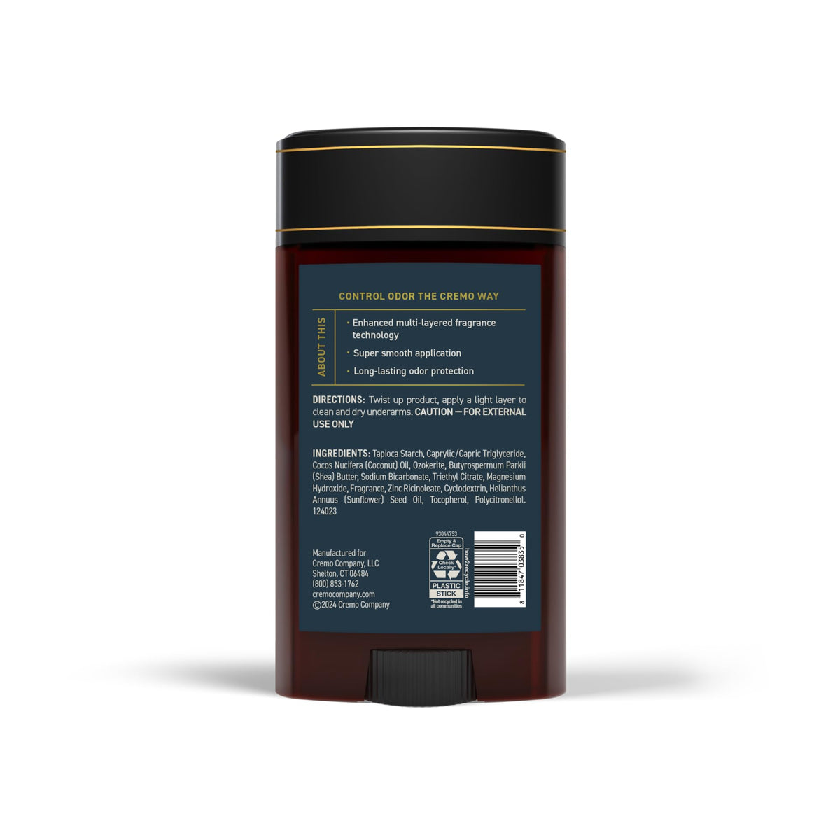 Cremo Palo Santo collection lifestyle with deodorant and body wash for cohesive grooming