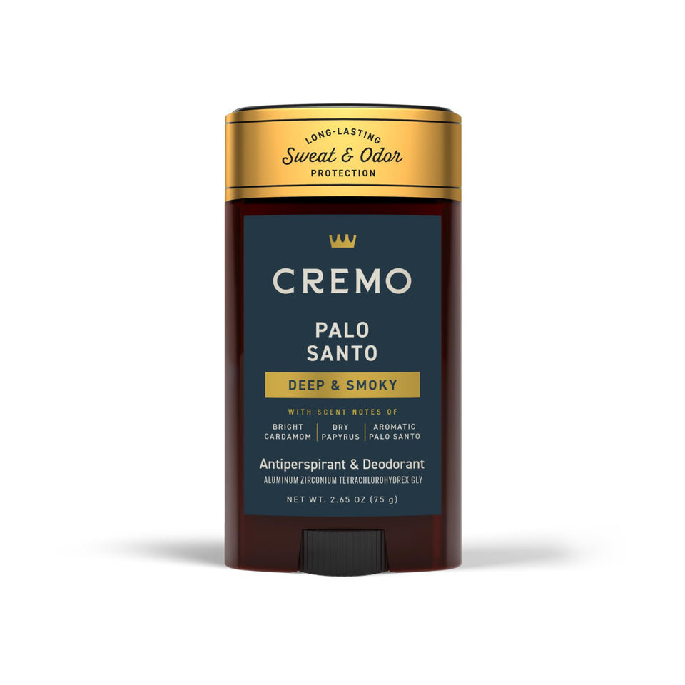 Cremo Palo Santo front packaging showing label and size, conveys refined scent