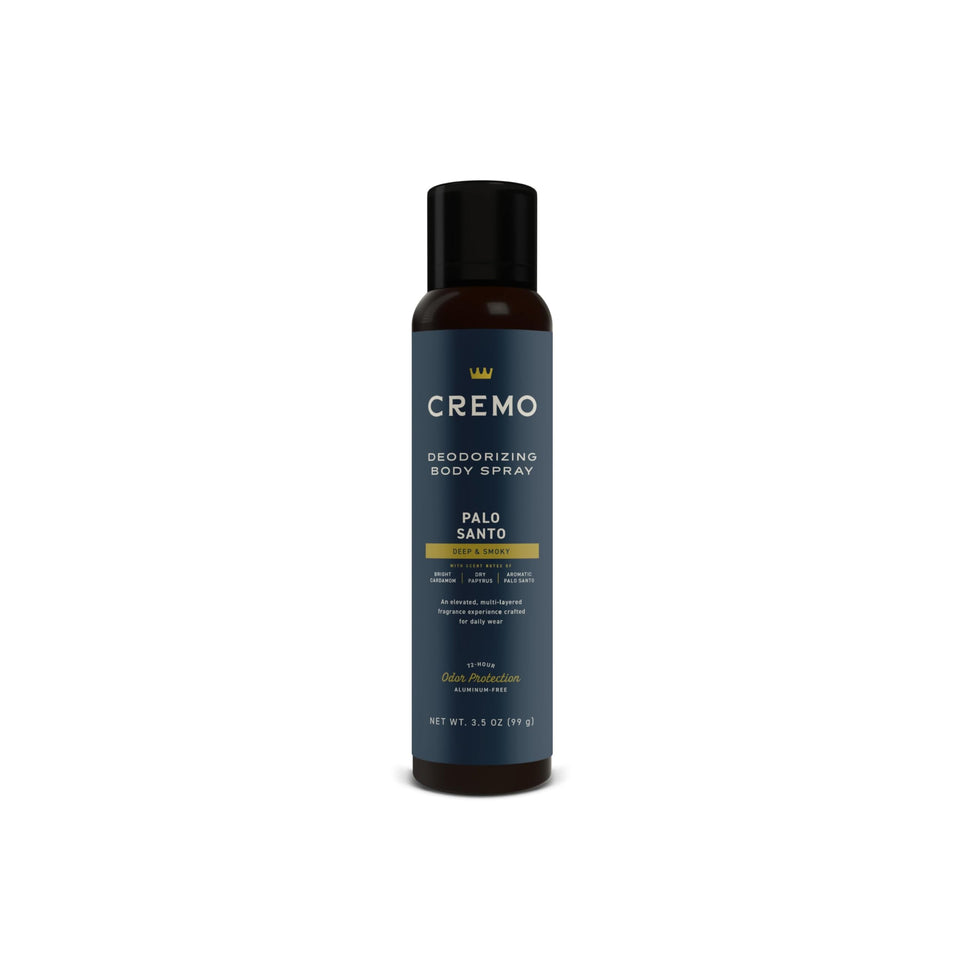 Cremo bottle front packaging showing fragrance and size, ideal for daily carry