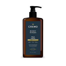 Cremo pump bottle front view showing label and easy-dispense design for convenient showers