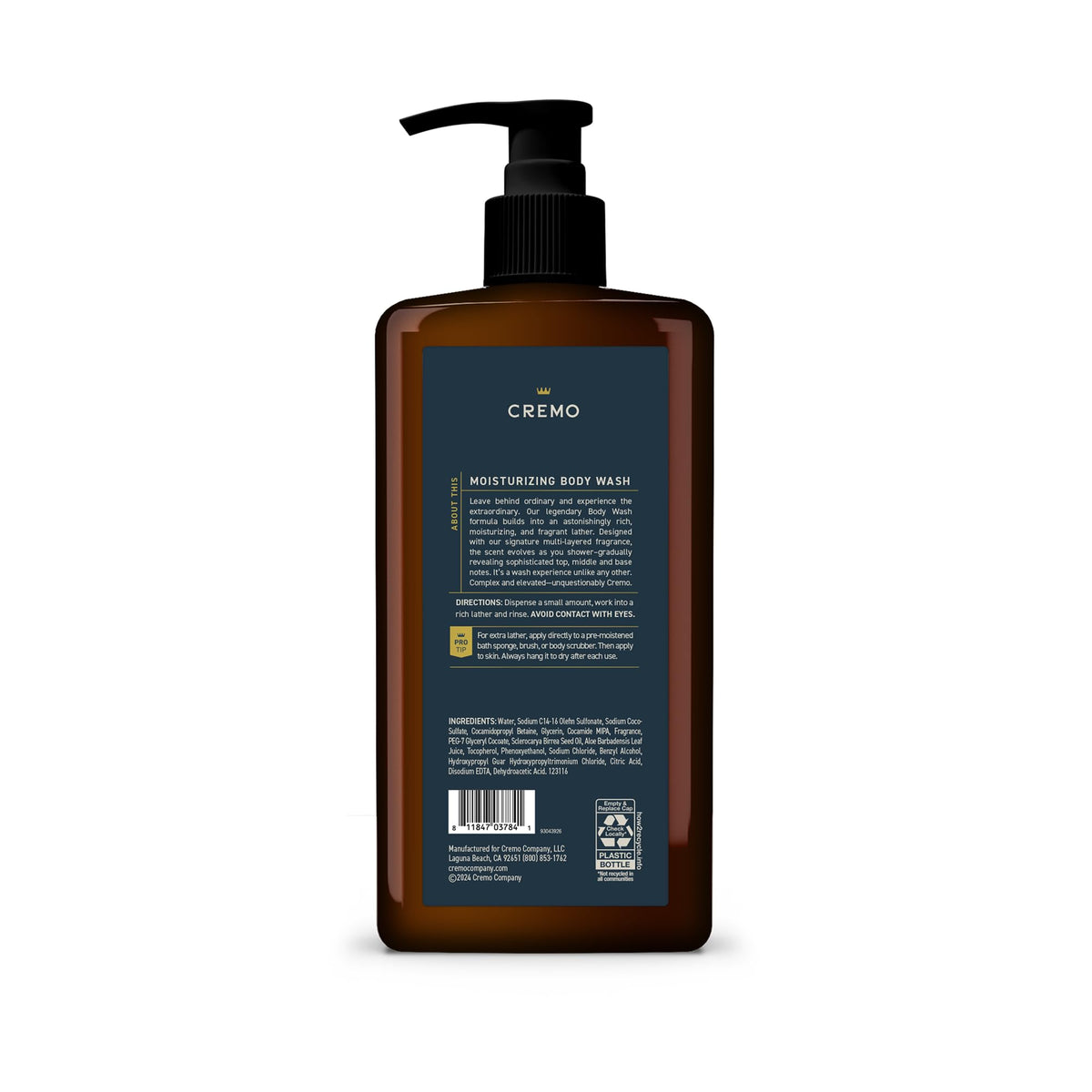 Cremo Palo Santo 32 oz next to common items to show size and long-lasting value for routines