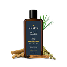 Cremo bottle in shower scene with steam, suggesting refined daily ritual