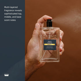 Cremo spray on skin texture shot showing rapid absorption and layered scent benefit