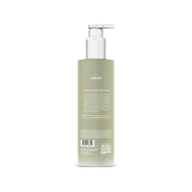 Cremo bottle in shower setting conveying aromatic experience and daily-routine benefit