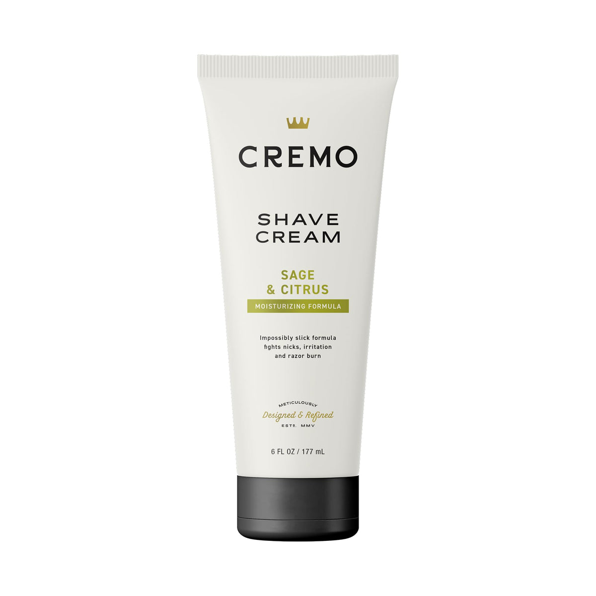 Cremo sage and citrus front packaging showing bottle benefits and scent