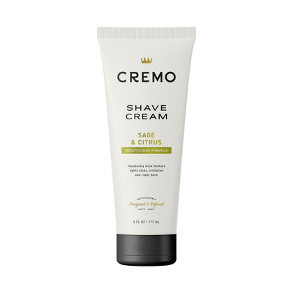 Cremo sage and citrus front packaging showing bottle benefits and scent