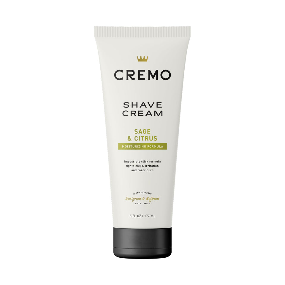 Cremo sage and citrus front packaging showing bottle benefits and scent