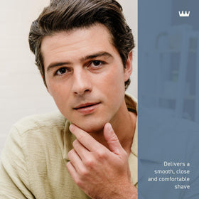 Cremo sensitive shave cream texture closeup displaying creamy slip for effortless razor glide