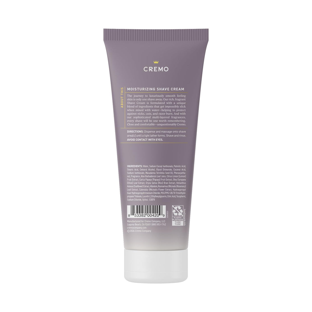 Cremo shaving cream applied to leg illustrating reduced nicks and smooth glide