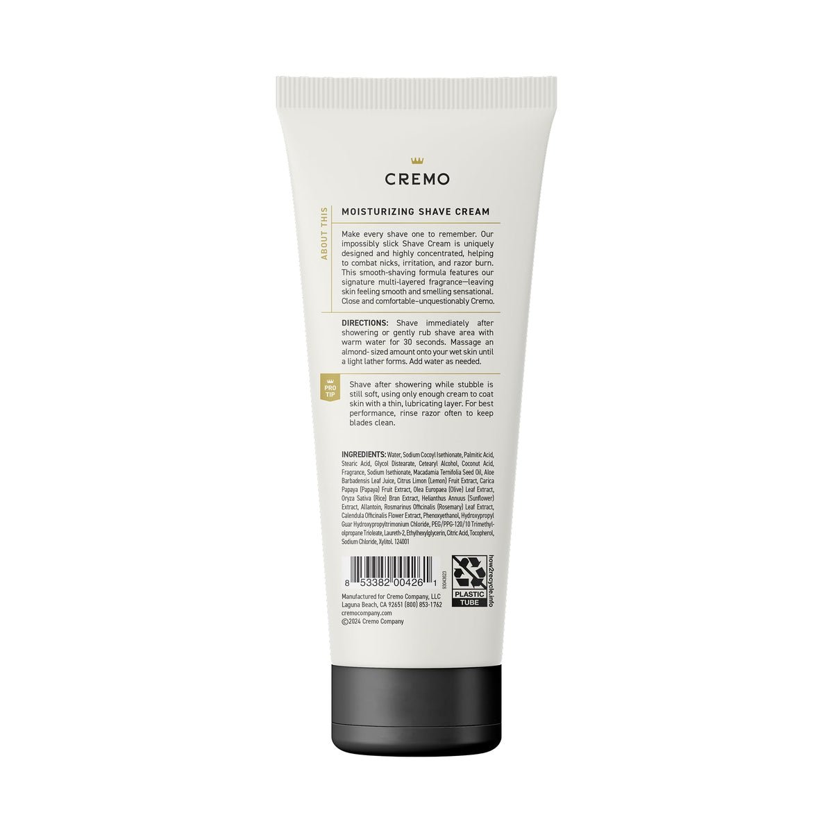 Cremo bottle beside razor showing compact 6 fl oz size and lasting value