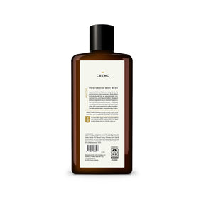 Cremo bottle back displaying ingredients and directions for straightforward daily use