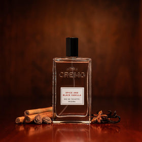 Cremo bottle side label revealing fragrance name and ingredient cues for informed choice