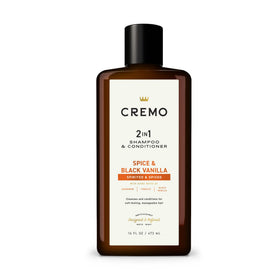Cremo front packaging showing bottle and label, highlights easy-use and scent