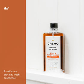 Cremo creamy lather texture on hand demonstrating moisturized, non-drying wash