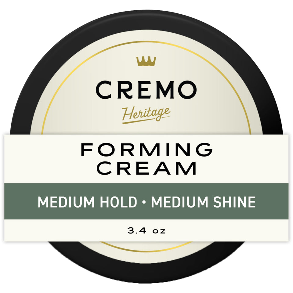 Cremo jar front view showing packaging and compact travel size benefit