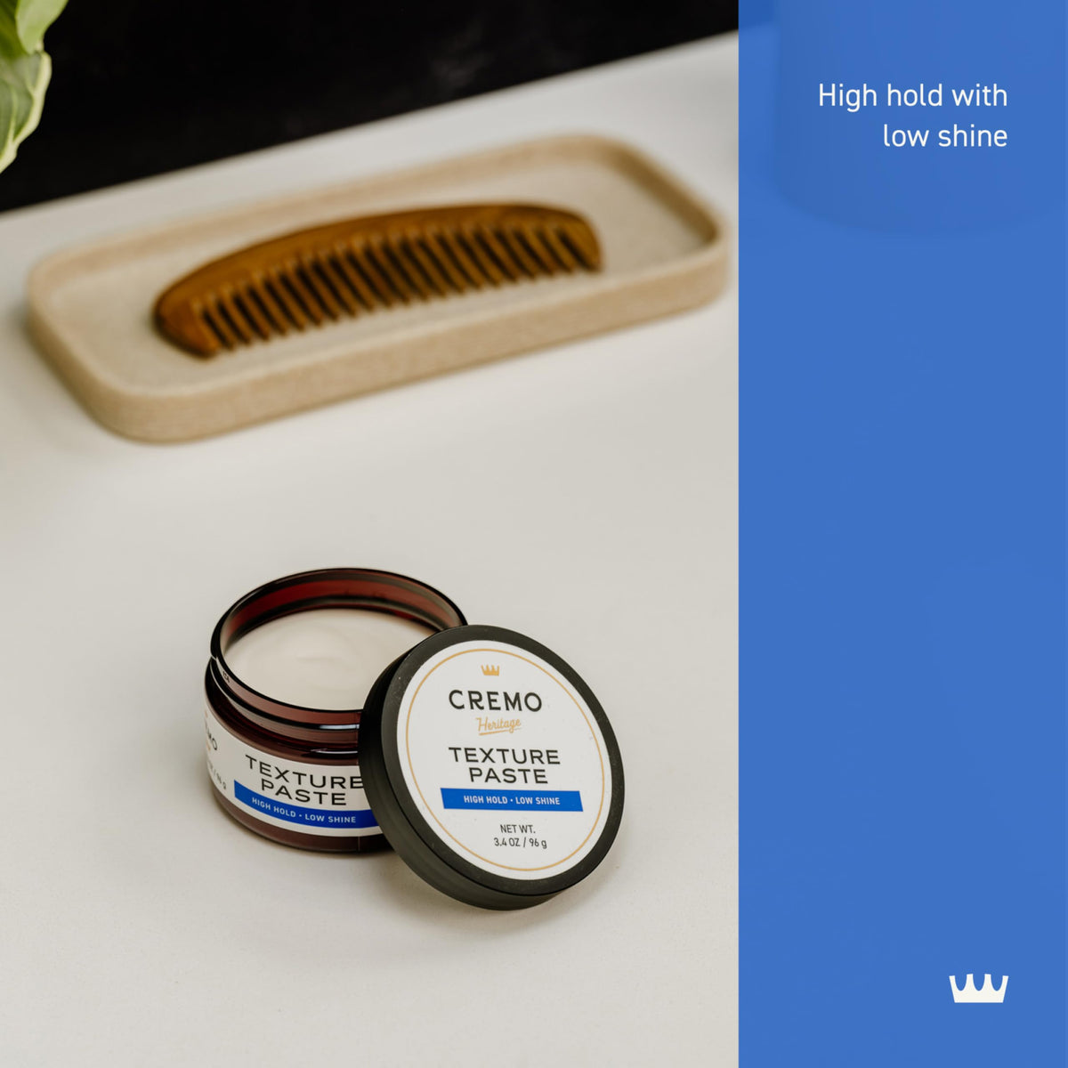 Cremo open jar displaying paste texture and easy scoopability benefit