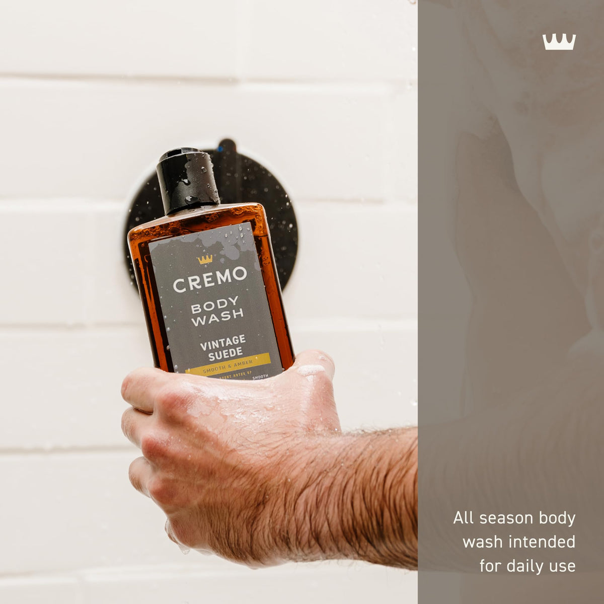 Cremo Vintage Suede close-up of rich lather demonstrating creamy cleansing benefit