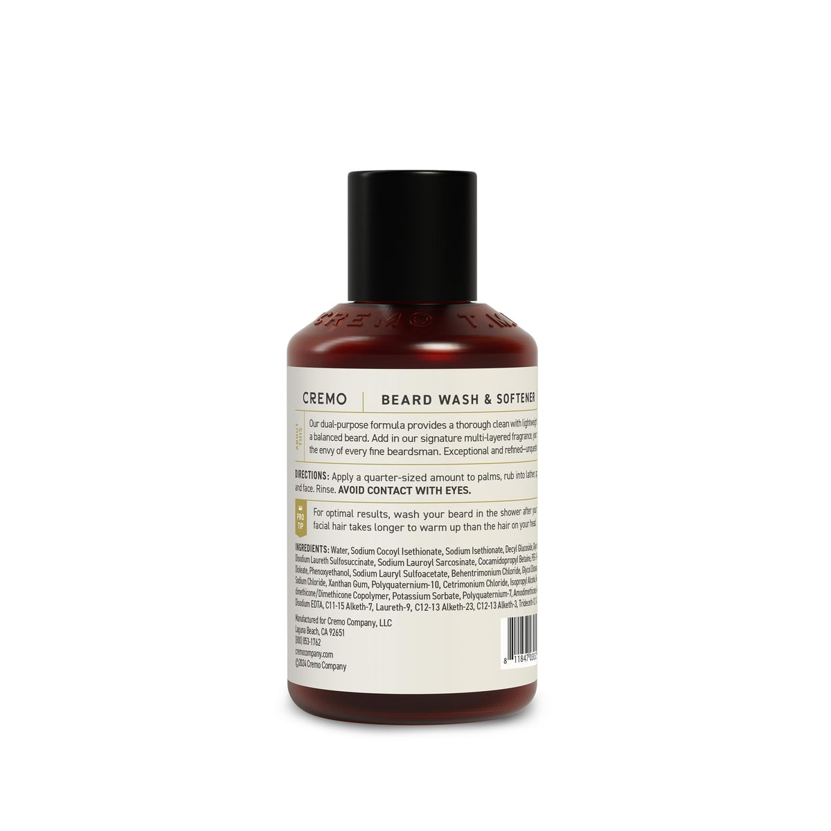 Cremo Wild Mint applied to beard in bathroom, showing softer, well-groomed facial hair